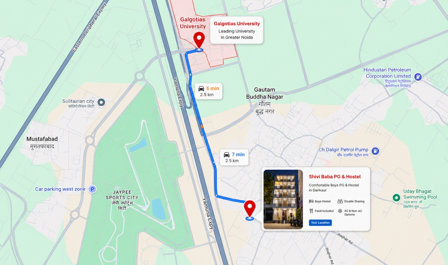 BABA PG & HOSTEL location map in Dankaur