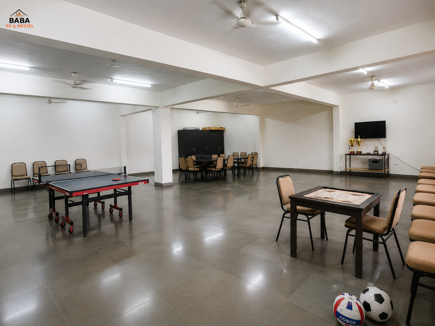 Common area at boys hostel in Jaat Colony Dankaur